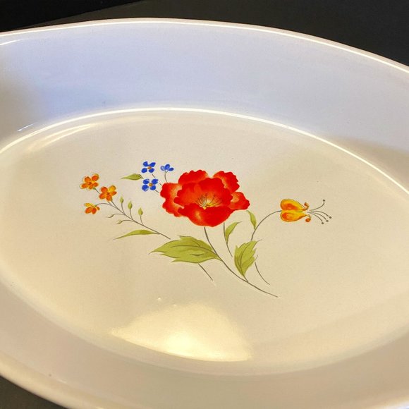 Vintage White Serving Dish Northland Japan Floral Pattern Oval - Picture 3 of 4